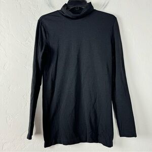 Lululemon Turtleneck‎ Knit Shirt Top Solid Black Ribbed Mock Cowl Workout Tee